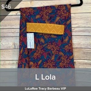 LuLaRoe Floral Skirt in Blue and Gold